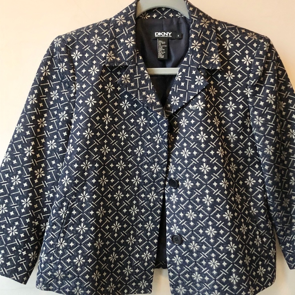 DKNY Floral Print Silk Blazer Size 4